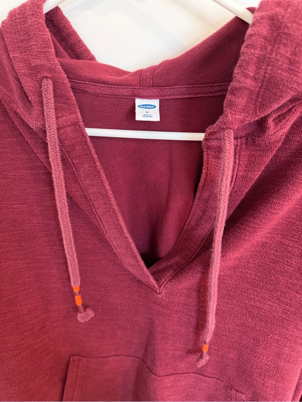 Old Navy V-Neck Hooded Pullover in Bright Lime & Maroon - Picture 5 of 8